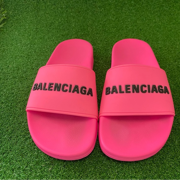 Balenciaga Rubber Pool Slides Pink Sz 5 Women’s - Picture 1 of 7